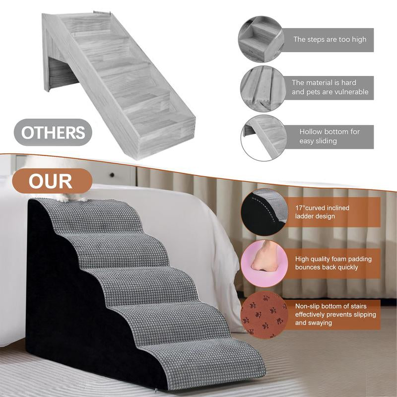 Pet Stairs for High Bed,4-5 Steps Dog Stairs Portable Indoor High Density Foam Removable Washable Cover Dog Ramp for Puppies, Older, and Injured Pets,Dog Furniture Couch Bed