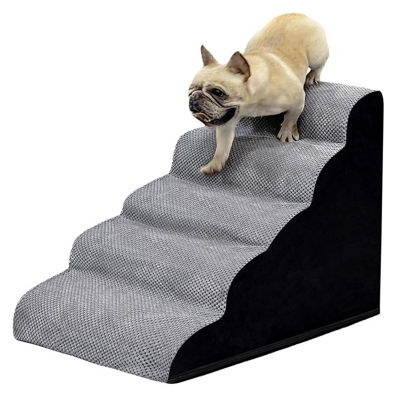 Pet Stairs for High Bed,4-5 Steps Dog Stairs Portable Indoor High Density Foam Removable Washable Cover Dog Ramp for Puppies, Older, and Injured Pets,Dog Furniture Couch Bed